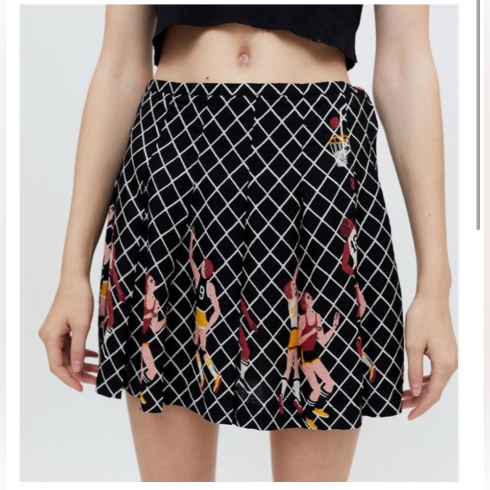 Urban Outfitters Pleated Mini Skirt with Basketball print